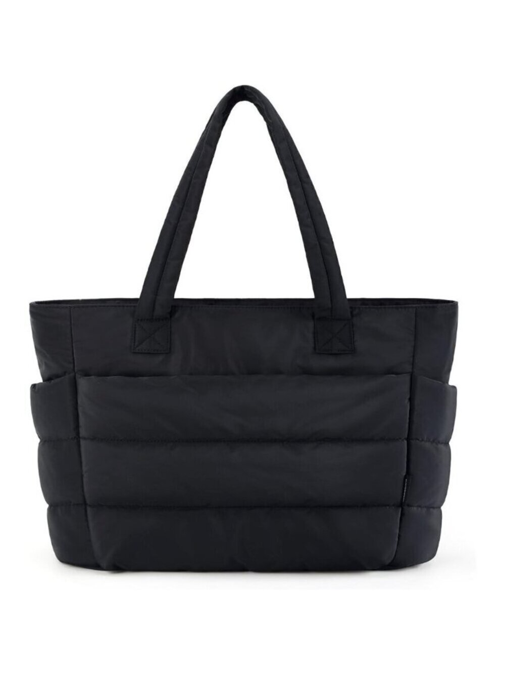Women Black Lightweight Puffy Tote Bag for Travel Beach Gym With Multi-pocket